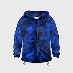 Ветровка с капюшоном детская SONIC BLUE PATTERN СИНИЙ ЁЖ, цвет: 3D-черный