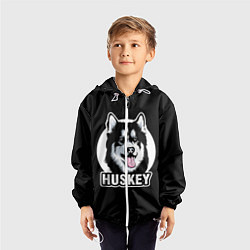 Ветровка с капюшоном детская Собака Хаски Husky, цвет: 3D-белый — фото 2