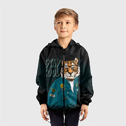 Ветровка с капюшоном детская Крутой фурри тигр, цвет: 3D-черный — фото 2
