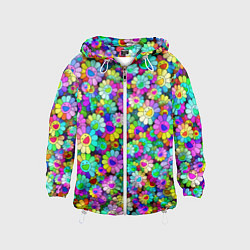 Ветровка с капюшоном детская Rainbow flowers, цвет: 3D-белый