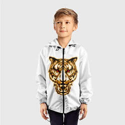 Ветровка с капюшоном детская Тигр с классным и уникальным дизайном в крутом сти, цвет: 3D-черный — фото 2