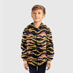 Ветровка с капюшоном детская Тигровый окрас Gold Pink, цвет: 3D-черный — фото 2