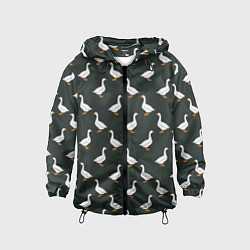 Ветровка с капюшоном детская Гуси паттерн, цвет: 3D-черный