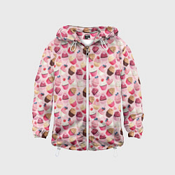 Ветровка с капюшоном детская Пирожные с Ягодами, цвет: 3D-белый