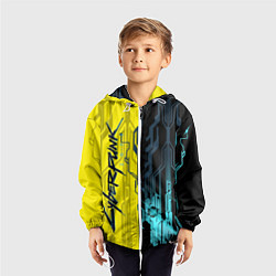 Ветровка с капюшоном детская CYBERPUNK 2077 Логотип, цвет: 3D-белый — фото 2