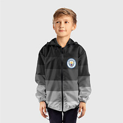 Ветровка с капюшоном детская Манчестер Сити, Manchester City, Серый градиент, цвет: 3D-черный — фото 2