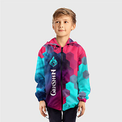 Ветровка с капюшоном детская GENSHIN IMPACT - ПОДЖИГАТЕЛЬ Графика, цвет: 3D-черный — фото 2
