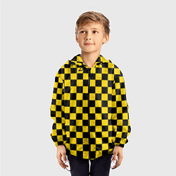 Ветровка с капюшоном детская Такси Шахматные Клетки, цвет: 3D-черный — фото 2