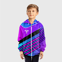 Ветровка с капюшоном детская TESLA - NEON STYLE ТЕСЛА НЕОН, цвет: 3D-белый — фото 2