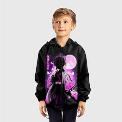 Ветровка с капюшоном детская Шинобу Кочо силуэт Клинок рассекающего демона, цвет: 3D-черный — фото 2