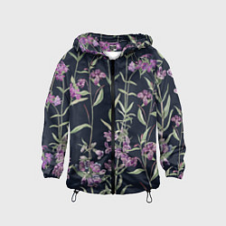 Ветровка с капюшоном детская Цветы Фиолетовые, цвет: 3D-черный