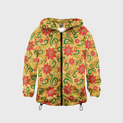 Ветровка с капюшоном детская Оранжевая хохлома, цвет: 3D-черный