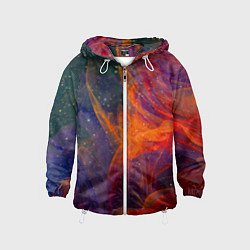 Ветровка с капюшоном детская Разноцветный абстрактный дым, цвет: 3D-белый