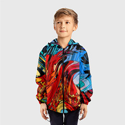 Ветровка с капюшоном детская Abstract color pattern Fashion 2022, цвет: 3D-черный — фото 2