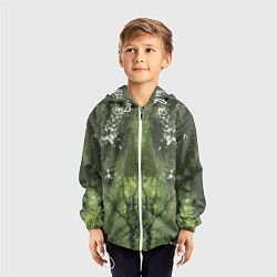 Ветровка с капюшоном детская Абстрактный,графический рисунок зеленого цвета, цвет: 3D-белый — фото 2
