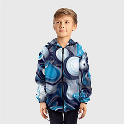 Ветровка с капюшоном детская Авангардный объёмный паттерн Avant-garde volumetri, цвет: 3D-черный — фото 2
