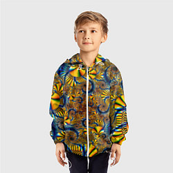 Ветровка с капюшоном детская FRACTAL COLOR PATTERN, цвет: 3D-белый — фото 2