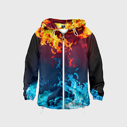 Ветровка с капюшоном детская Лед и Пламя Борьба стихий, цвет: 3D-белый