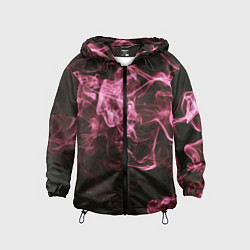Ветровка с капюшоном детская Неоновые пары дыма - Розовый, цвет: 3D-черный