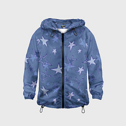 Ветровка с капюшоном детская Gray-Blue Star Pattern, цвет: 3D-черный