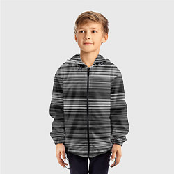 Ветровка с капюшоном детская Black and white thin stripes Тонкие полосы, цвет: 3D-черный — фото 2