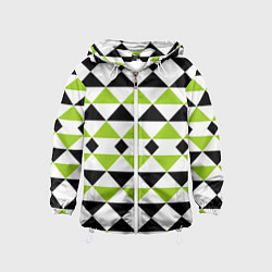 Ветровка с капюшоном детская Geometric shapes triangles треугольники, цвет: 3D-белый
