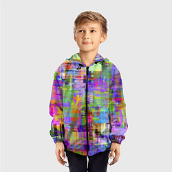 Ветровка с капюшоном детская Красочный авангардный глитч Fashion trend, цвет: 3D-черный — фото 2