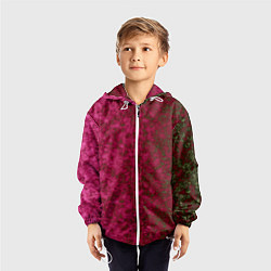 Ветровка с капюшоном детская Мраморная красная текстура камня red marble, цвет: 3D-белый — фото 2