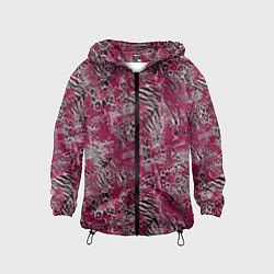 Ветровка с капюшоном детская Тигровый-леопардовый гранж, цвет: 3D-черный