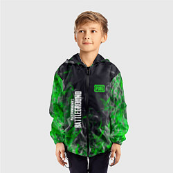 Ветровка с капюшоном детская Pubg - зелёное пламя, цвет: 3D-черный — фото 2