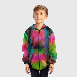 Ветровка с капюшоном детская Разноцветные брызги кляксы, цвет: 3D-черный — фото 2