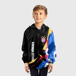 Ветровка с капюшоном детская Bayern munchen Sport - цветные геометрии, цвет: 3D-черный — фото 2