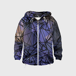 Ветровка с капюшоном детская Blue with black stripes pattern, цвет: 3D-белый