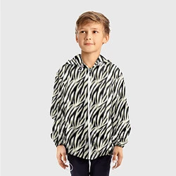 Ветровка с капюшоном детская Тигровый полосатый узор-черные, бежевые полосы на, цвет: 3D-белый — фото 2