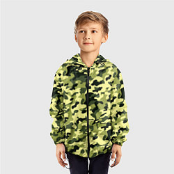 Ветровка с капюшоном детская Камуфляж Зеленые листья, цвет: 3D-черный — фото 2