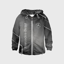 Ветровка с капюшоном детская Mercedes абстракция карбон, цвет: 3D-белый