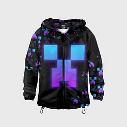 Ветровка с капюшоном детская Minecraft градиент, цвет: 3D-черный
