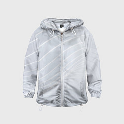 Ветровка с капюшоном детская Серый фон и белые линии, цвет: 3D-белый