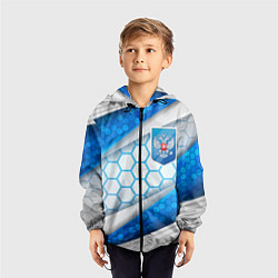 Ветровка с капюшоном детская Синий герб России на объемном фоне, цвет: 3D-черный — фото 2