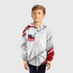 Ветровка с капюшоном детская Red & white флаг России, цвет: 3D-белый — фото 2