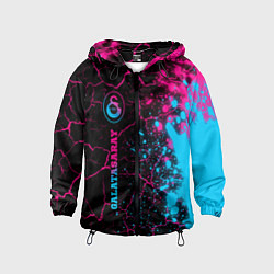 Ветровка с капюшоном детская Galatasaray - neon gradient: по-вертикали, цвет: 3D-черный