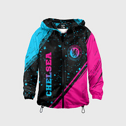 Ветровка с капюшоном детская Chelsea - neon gradient: надпись, символ, цвет: 3D-черный