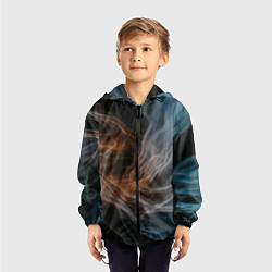 Ветровка с капюшоном детская Множество абстрактных линий во тьме, цвет: 3D-черный — фото 2