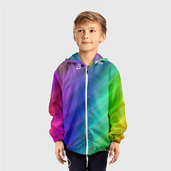 Ветровка с капюшоном детская Полосы всех цветов радуги, цвет: 3D-белый — фото 2