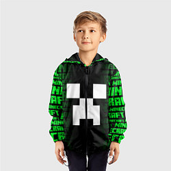 Ветровка с капюшоном детская Лицо Крипера - Майнкрафт, цвет: 3D-черный — фото 2