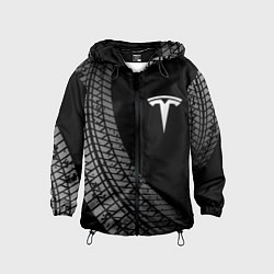 Ветровка с капюшоном детская Tesla tire tracks, цвет: 3D-черный