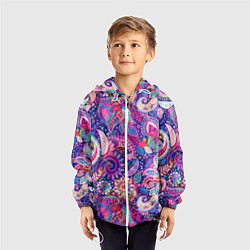 Ветровка с капюшоном детская Multi-colored colorful patterns, цвет: 3D-белый — фото 2
