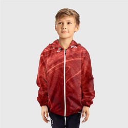 Ветровка с капюшоном детская Текстура - Red wave, цвет: 3D-белый — фото 2