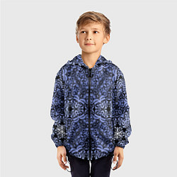 Ветровка с капюшоном детская Ажурный модный кружевной синий узор, цвет: 3D-черный — фото 2