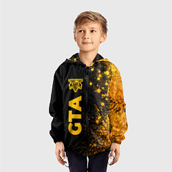 Ветровка с капюшоном детская GTA - gold gradient: по-вертикали, цвет: 3D-черный — фото 2